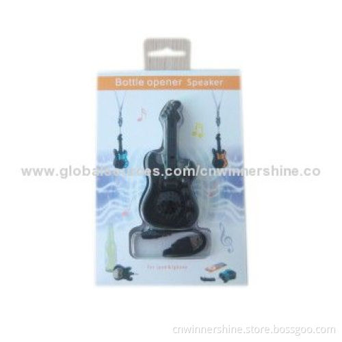 Guitar Bottle Opener Novelty Mini Portable Speaker, 3.7V, 120mAh, 3.5mm Audio Jack